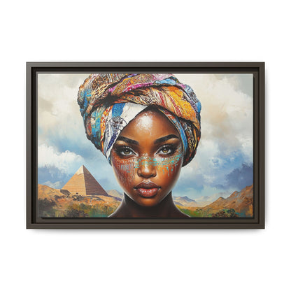 Between Pyramids and Peaks,Framed Matte Canvas Art, African Woman Decor, Unique Wall Art, Boho Home Decor, Gift for Culture Enthusiasts