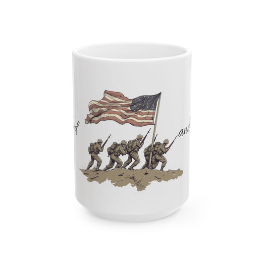 For God and Country, Patriotic Ceramic Mug, Military Pride Mug, 4th of July Gift, Veteran Appreciation Gift, Coffee Mug for Heroes