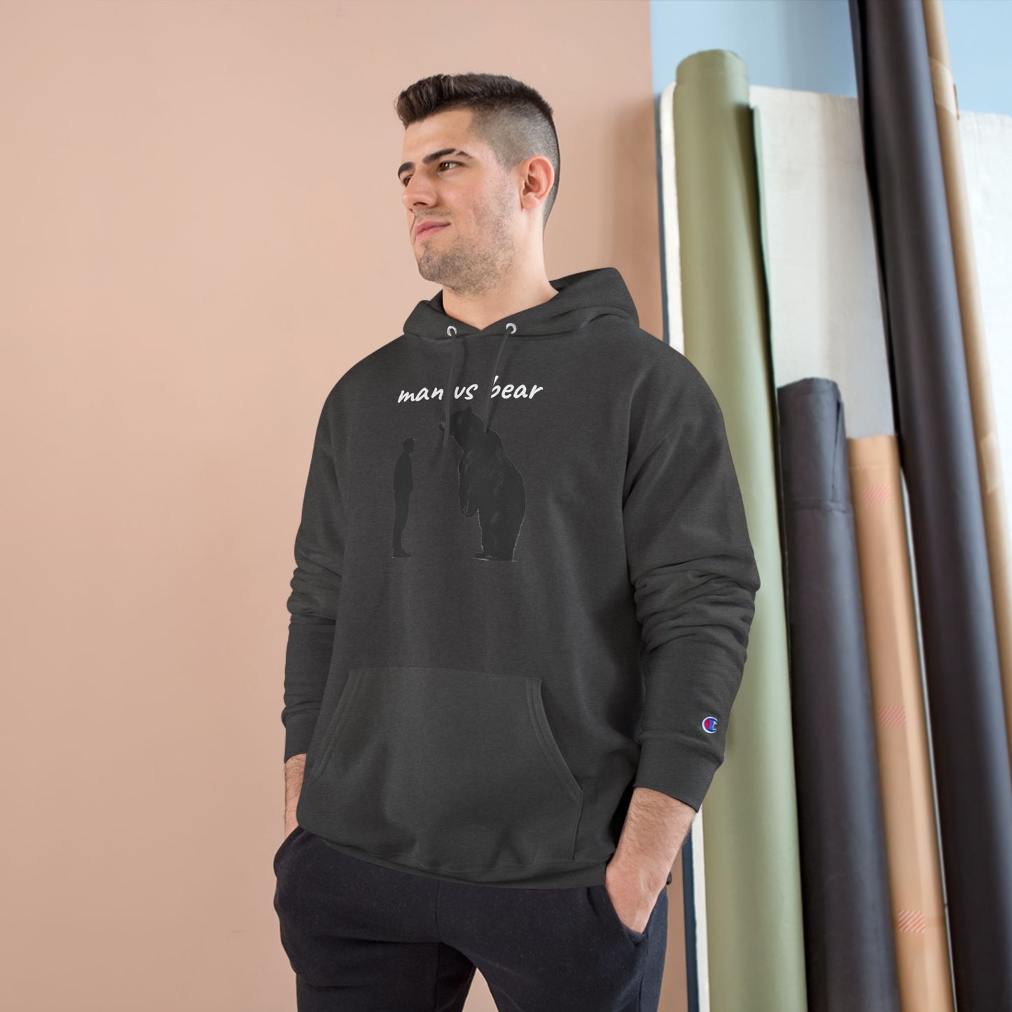 Man VS Bear Encounter Hoodie, Unique Graphic Sweatshirt for Nature Lovers, Animal Art Gift, Cozy Unisex Apparel, Adventure Outfit
