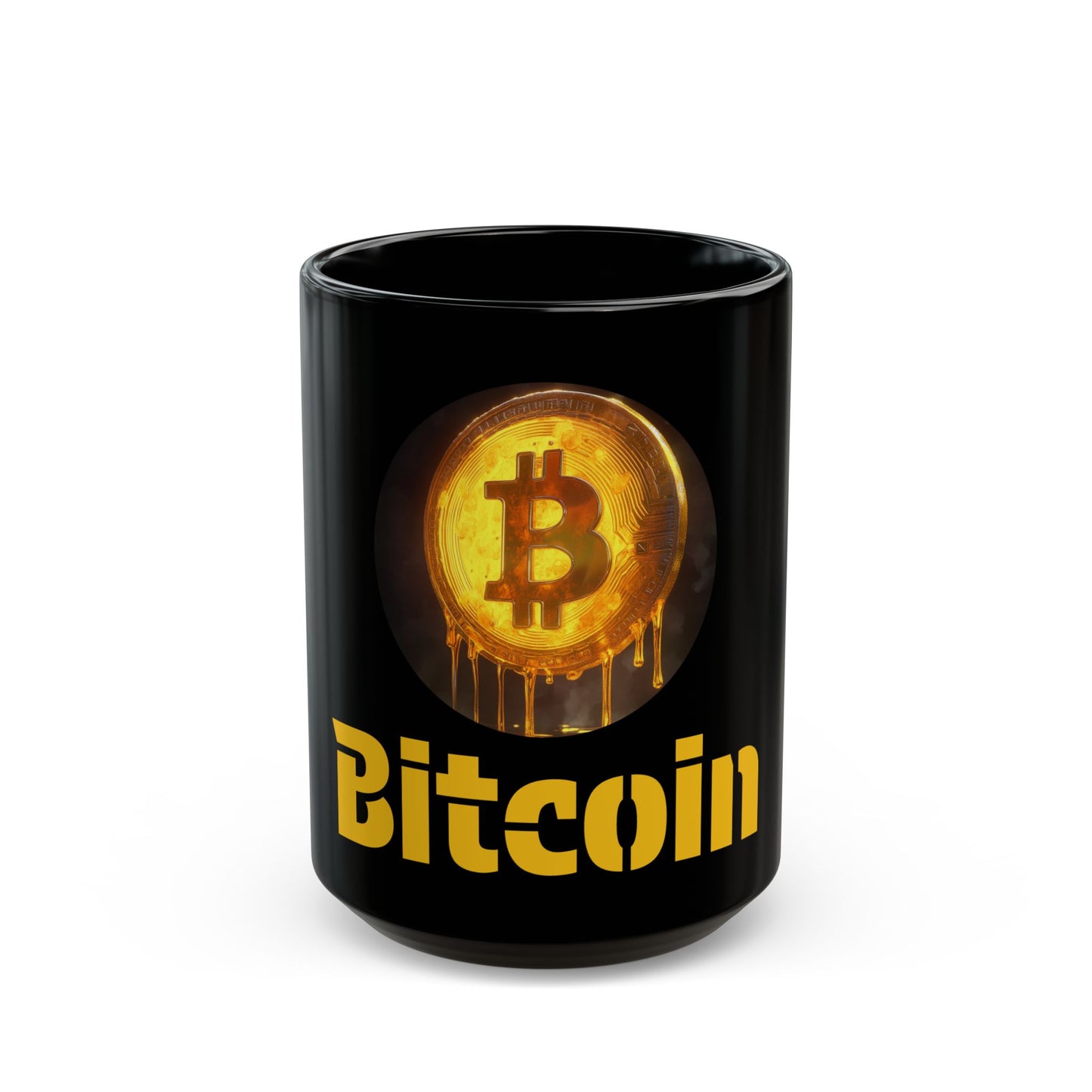 Bitcoin Black Mug - Perfect for Crypto Lovers, Gifts for Tech Enthusiasts, Unique Coffee Cup, Bitcoin Merchandise, 15oz Size