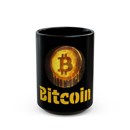 Bitcoin Black Mug - Perfect for Crypto Lovers, Gifts for Tech Enthusiasts, Unique Coffee Cup, Bitcoin Merchandise, 15oz Size