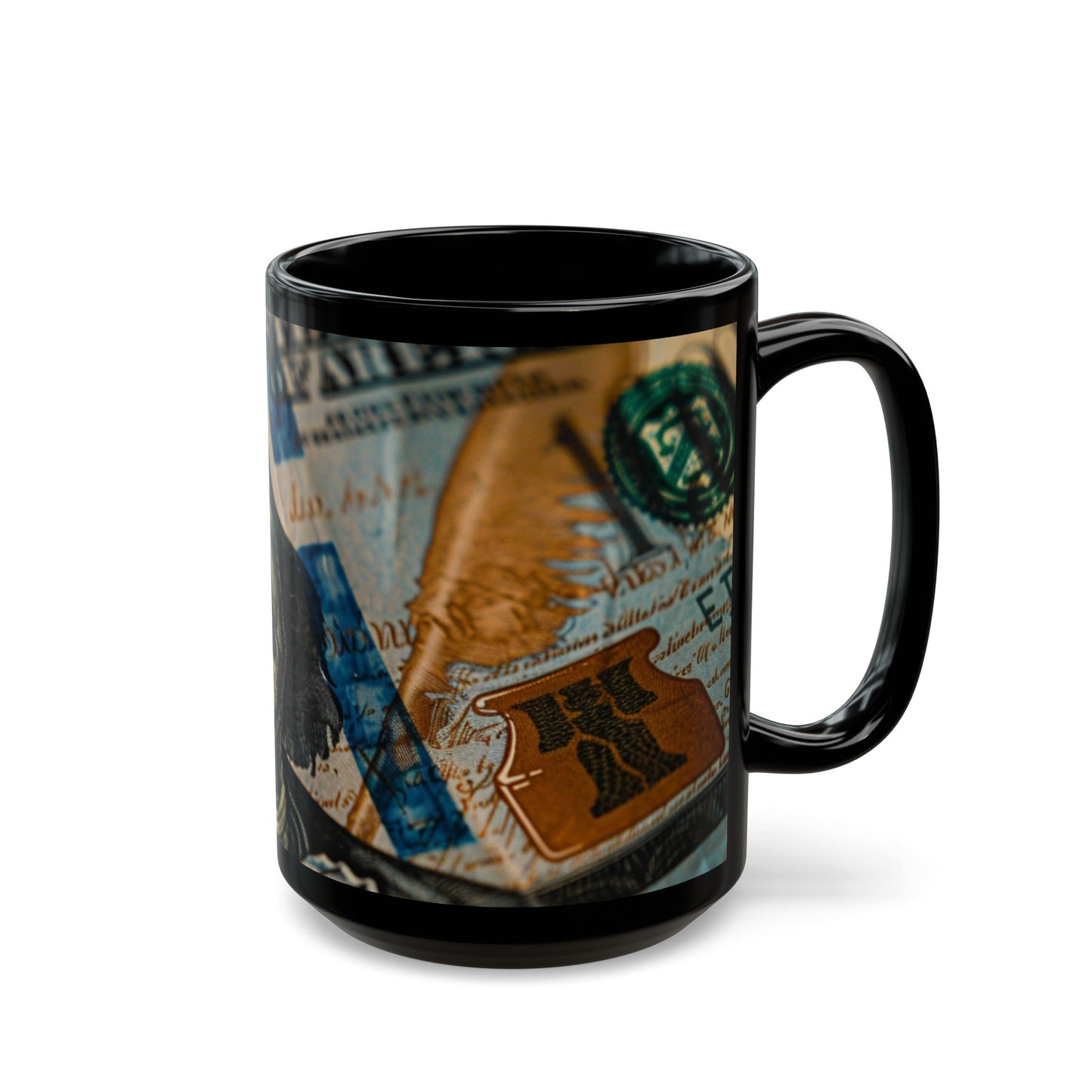 Money Mug | $100 Bill | Benjamin Franklin| Black Mug (15oz)