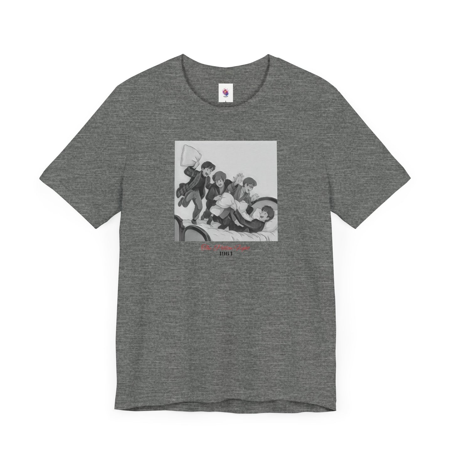 The Pillow Fight Graphic T-Shirt, Studio Ghibli Style Tee, Classic Rock Fan Gift, Nostalgic Streetwear Top
