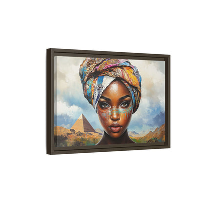 Between Pyramids and Peaks,Framed Matte Canvas Art, African Woman Decor, Unique Wall Art, Boho Home Decor, Gift for Culture Enthusiasts