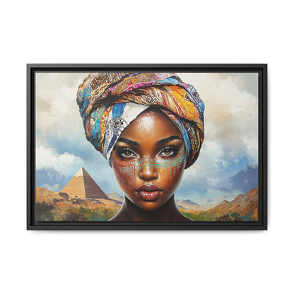 Between Pyramids and Peaks,Framed Matte Canvas Art, African Woman Decor, Unique Wall Art, Boho Home Decor, Gift for Culture Enthusiasts