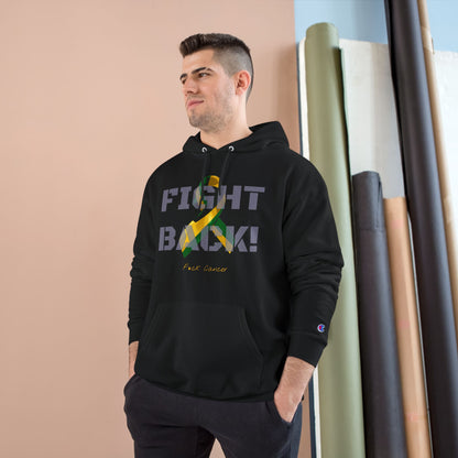 Champion branded, "Fight Back!"  Vernett Rose Memorial Hoodie | Cancer Awareness Ribbon Pullover