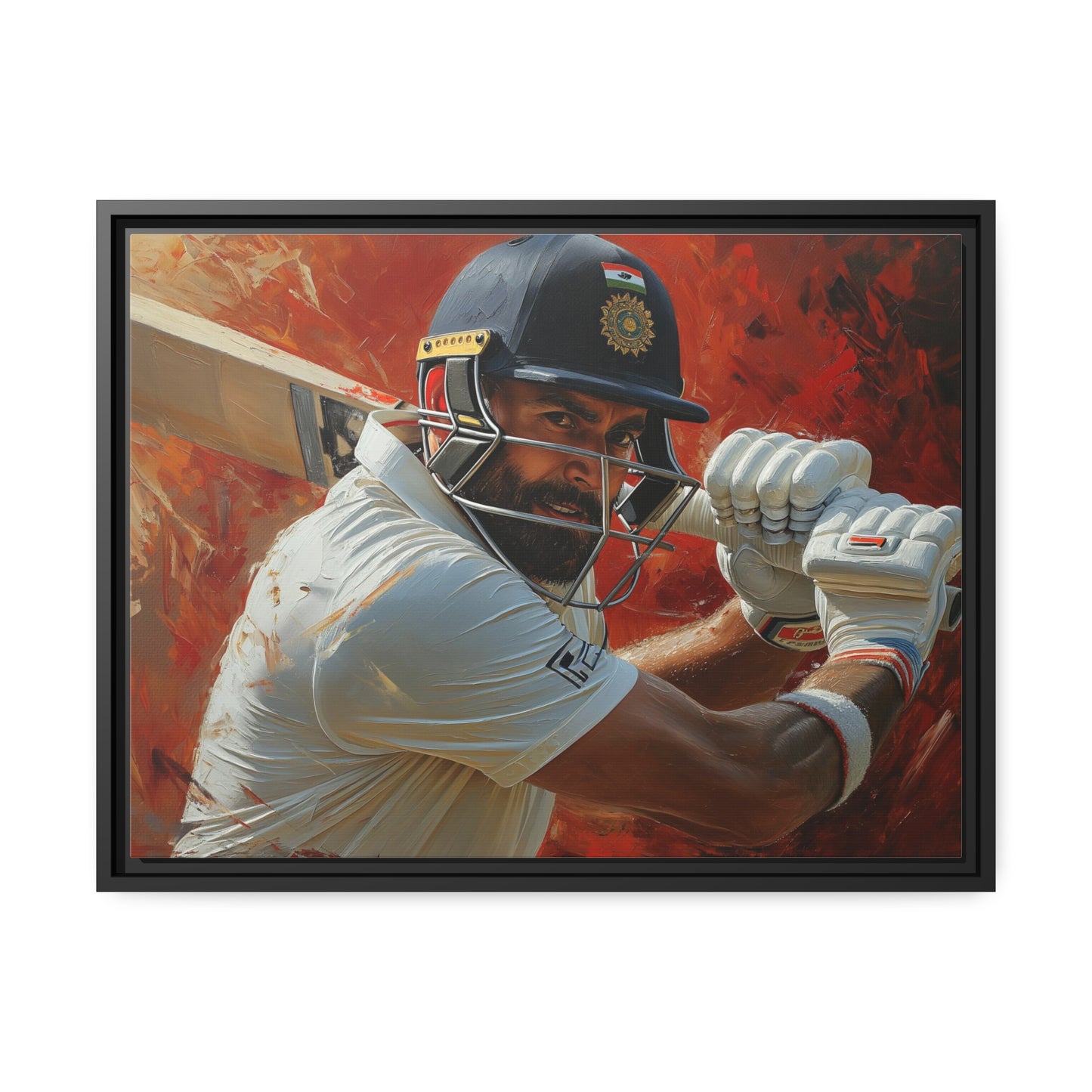 Abrstract Virat Kohli | Matte Canvas | Black Frame | Cricket canvas