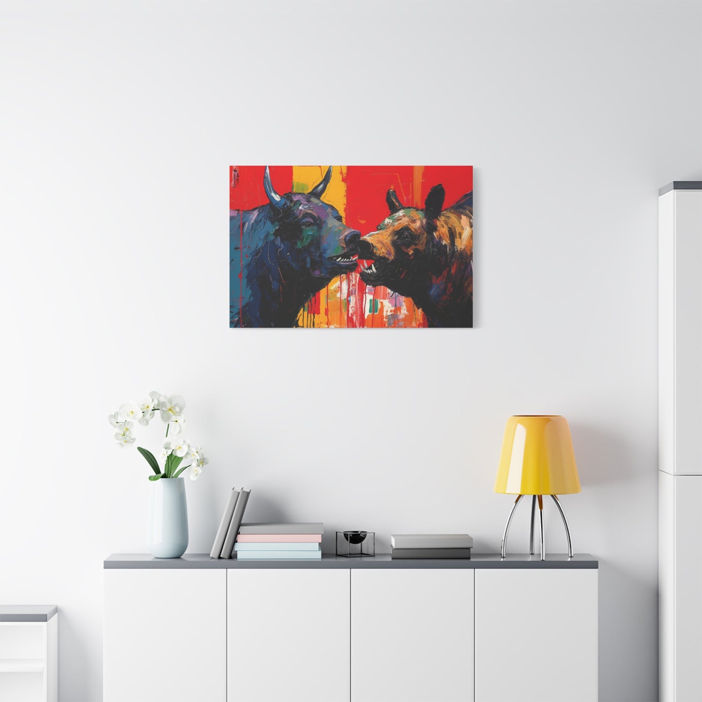 Bulls vs Bears-Matte Canvas, Stretched, 1.25"