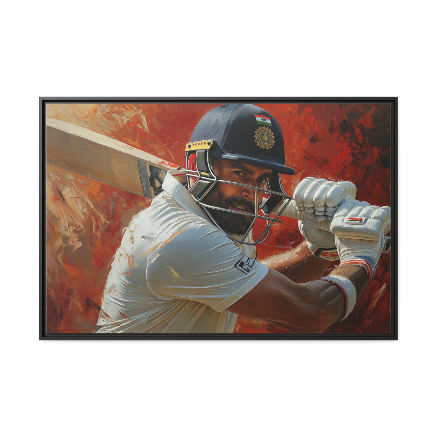 Abrstract Virat Kohli | Matte Canvas | Black Frame | Cricket canvas