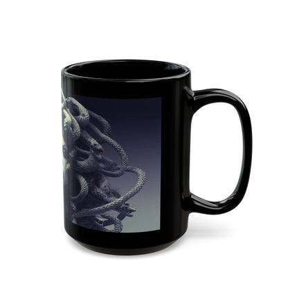 Medusa | Snakes| Medusa Art | Stone Gaze-Black Mug, 15oz