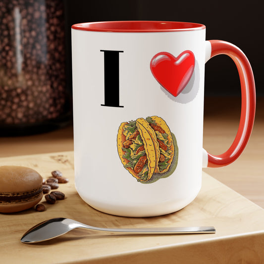 I Love Tacos-Two-Tone Coffee Mugs, 15oz