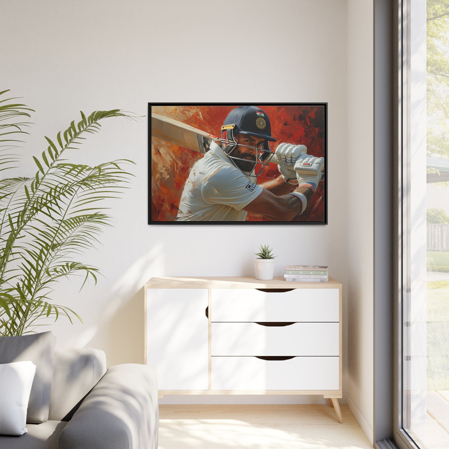 Abrstract Virat Kohli | Matte Canvas | Black Frame | Cricket canvas