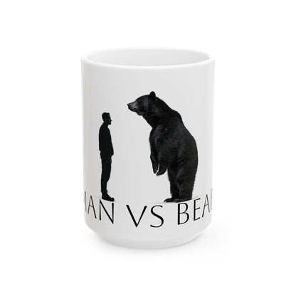 Bear vs Man Ceramic Mug - Nature Lover Gift, Wildlife Coffee Cup, Adventure Mug, Rustic Home Decor, Animal Lovers Present