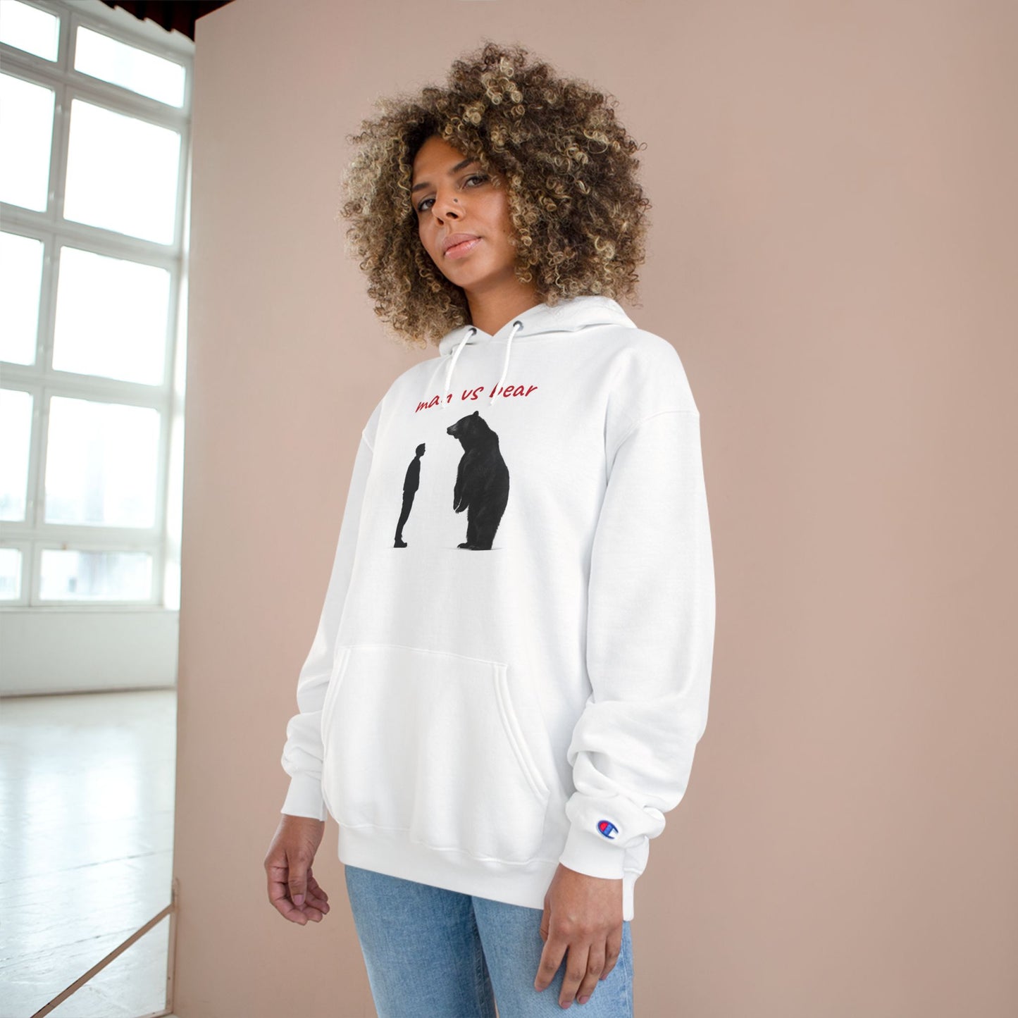 Man VS Bear Encounter Hoodie, Unique Graphic Sweatshirt for Nature Lovers, Animal Art Gift, Cozy Unisex Apparel, Adventure Outfit