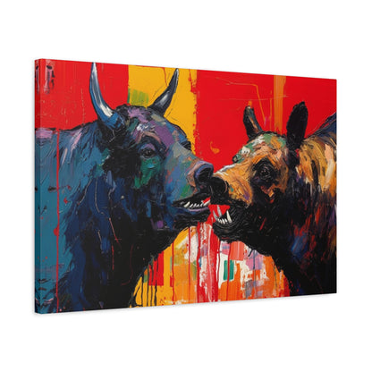 Bulls vs Bears-Matte Canvas, Stretched, 1.25"