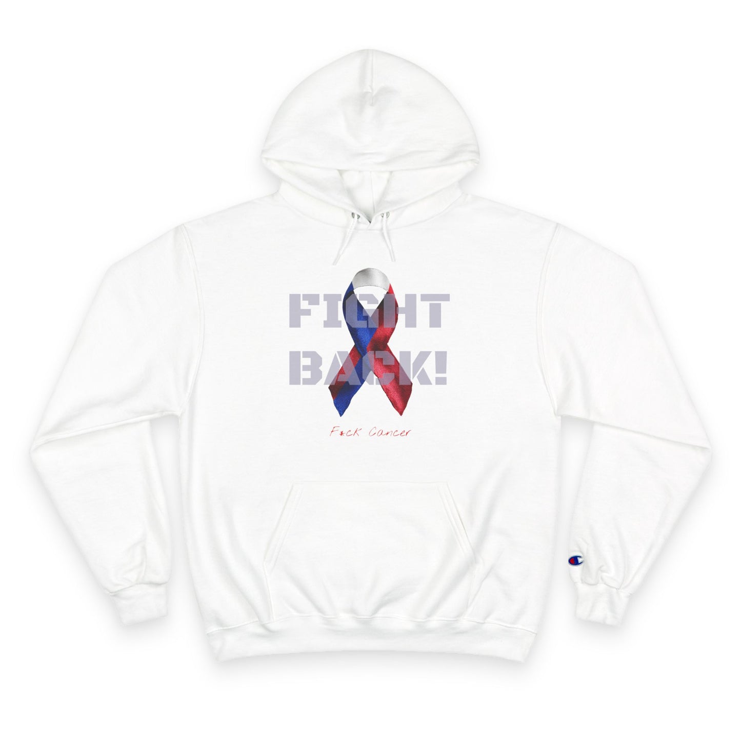 Champion branded, "Fight Back!" F*ck Cancer | Vernett Rose Haiti edition | Cancer Awareness Ribbon Pullover
