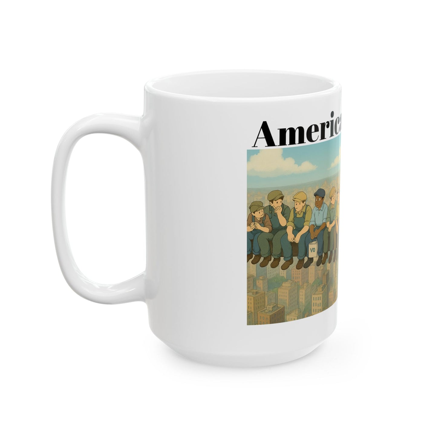 Ceramic Mug, Lunch atop Skyscraper, Construction Works, Blue Collar Worker, American Workers, Coffee Cup, Tea Mug, Office Decor, Gift for