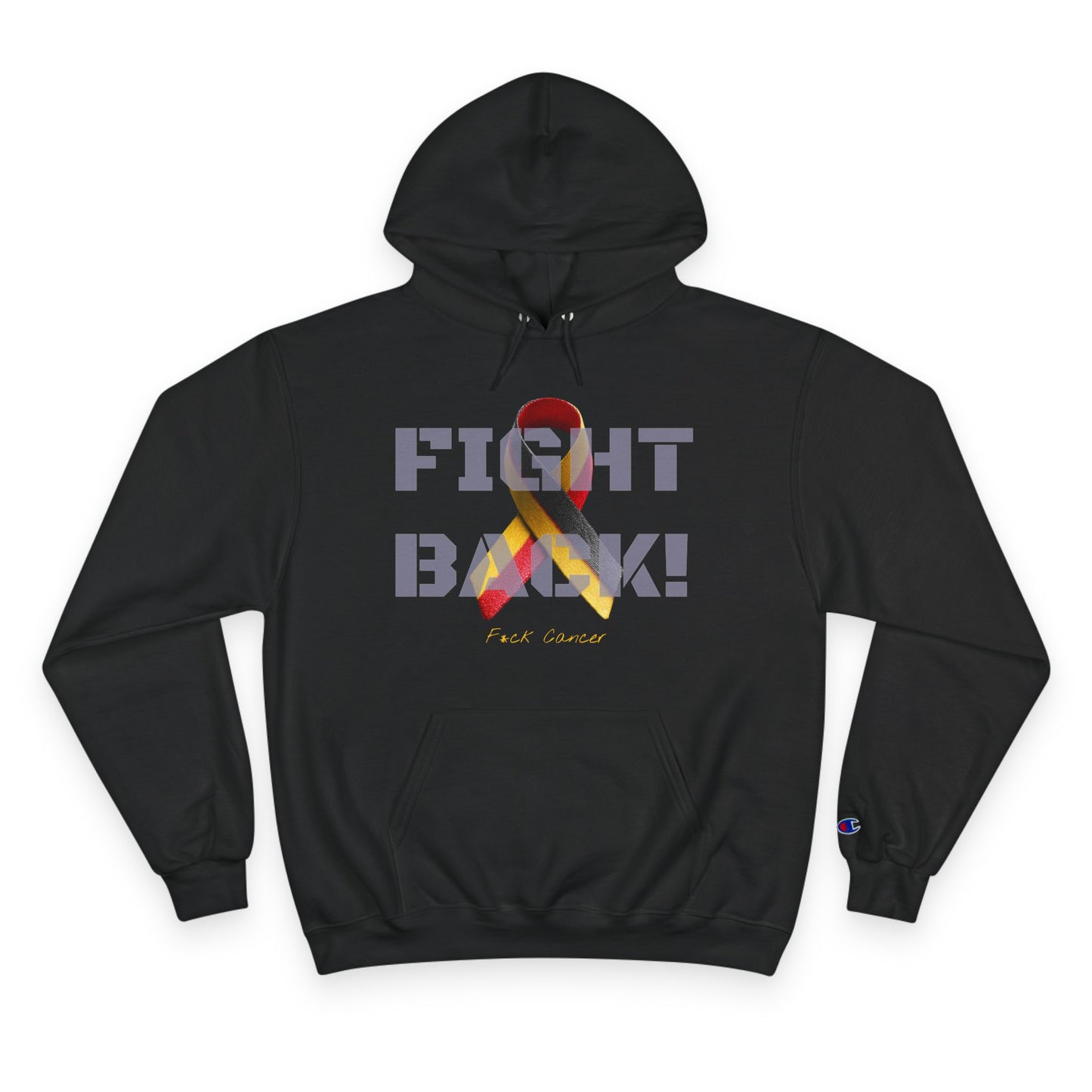 Champion branded, "Fight Back!" F*ck Cancer | Vernett Rose Germany edition | Cancer Awareness Ribbon Pullover
