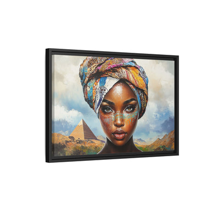 Between Pyramids and Peaks,Framed Matte Canvas Art, African Woman Decor, Unique Wall Art, Boho Home Decor, Gift for Culture Enthusiasts