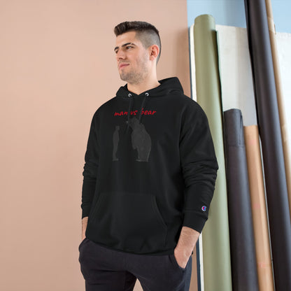 Man VS Bear Encounter Hoodie, Unique Graphic Sweatshirt for Nature Lovers, Animal Art Gift, Cozy Unisex Apparel, Adventure Outfit