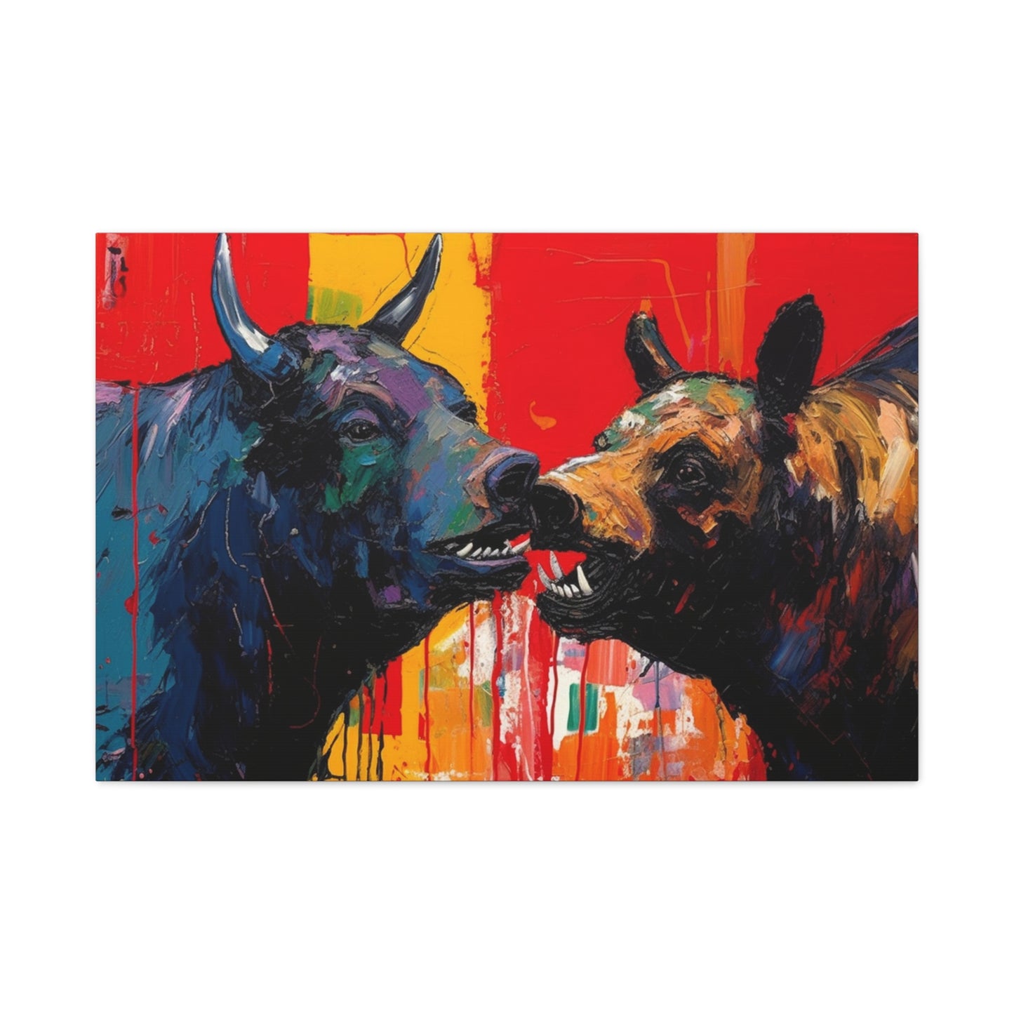 Bulls vs Bears-Matte Canvas, Stretched, 1.25"
