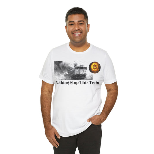 Bitcoin Train Short Sleeve Tee, Cryptocurrency Shirt, Retro Graphic Tee, Unisex T-Shirt, Gift for Tech Lovers, Casual Wear