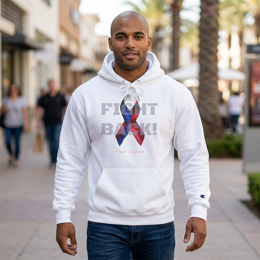 Champion branded, "Fight Back!" F*ck Cancer | Vernett Rose Haiti edition | Cancer Awareness Ribbon Pullover