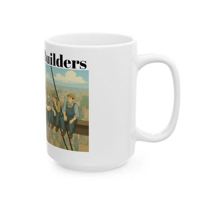 Ceramic Mug, Lunch atop Skyscraper, Construction Works, Blue Collar Worker, American Workers, Coffee Cup, Tea Mug, Office Decor, Gift for