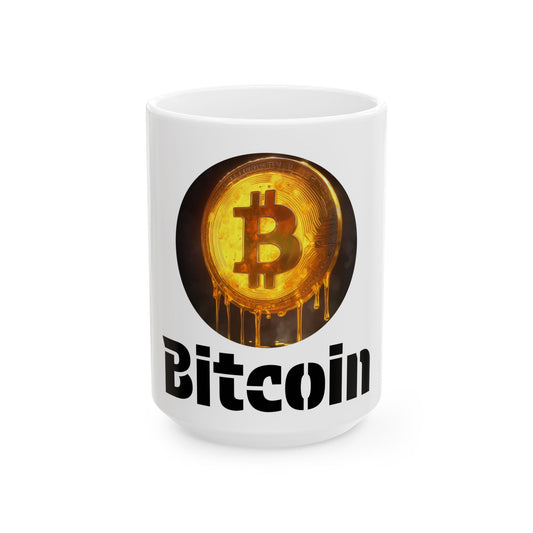 Bitcoin Ceramic Mug - Perfect for Crypto Lovers, Coffee Enthusiasts, Gifts for Techies, Birthday Present, 15oz Size