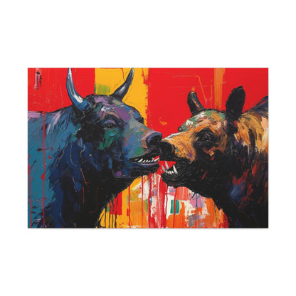 Bulls vs Bears-Matte Canvas, Stretched, 1.25"