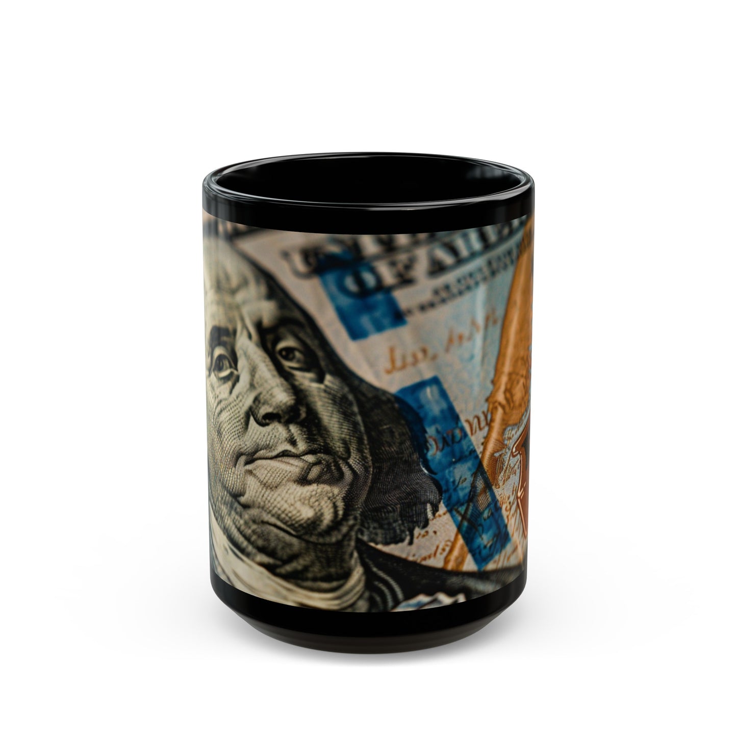 Money Mug | $100 Bill | Benjamin Franklin| Black Mug (15oz)