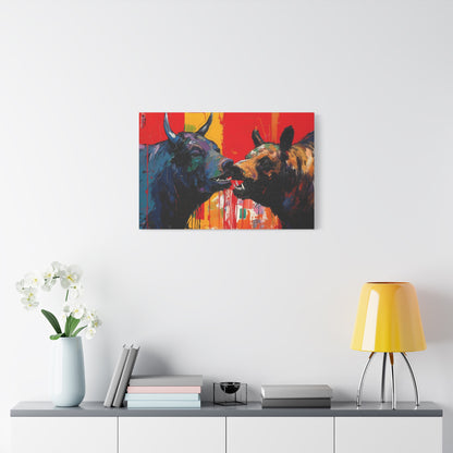 Bulls vs Bears-Matte Canvas, Stretched, 1.25"