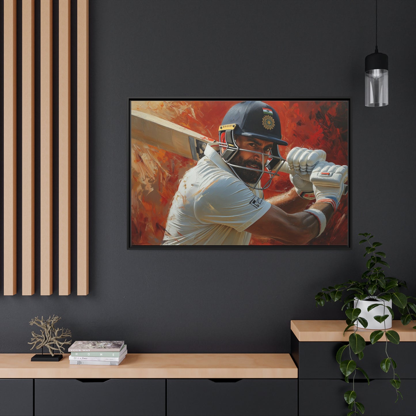 Abrstract Virat Kohli | Matte Canvas | Black Frame | Cricket canvas