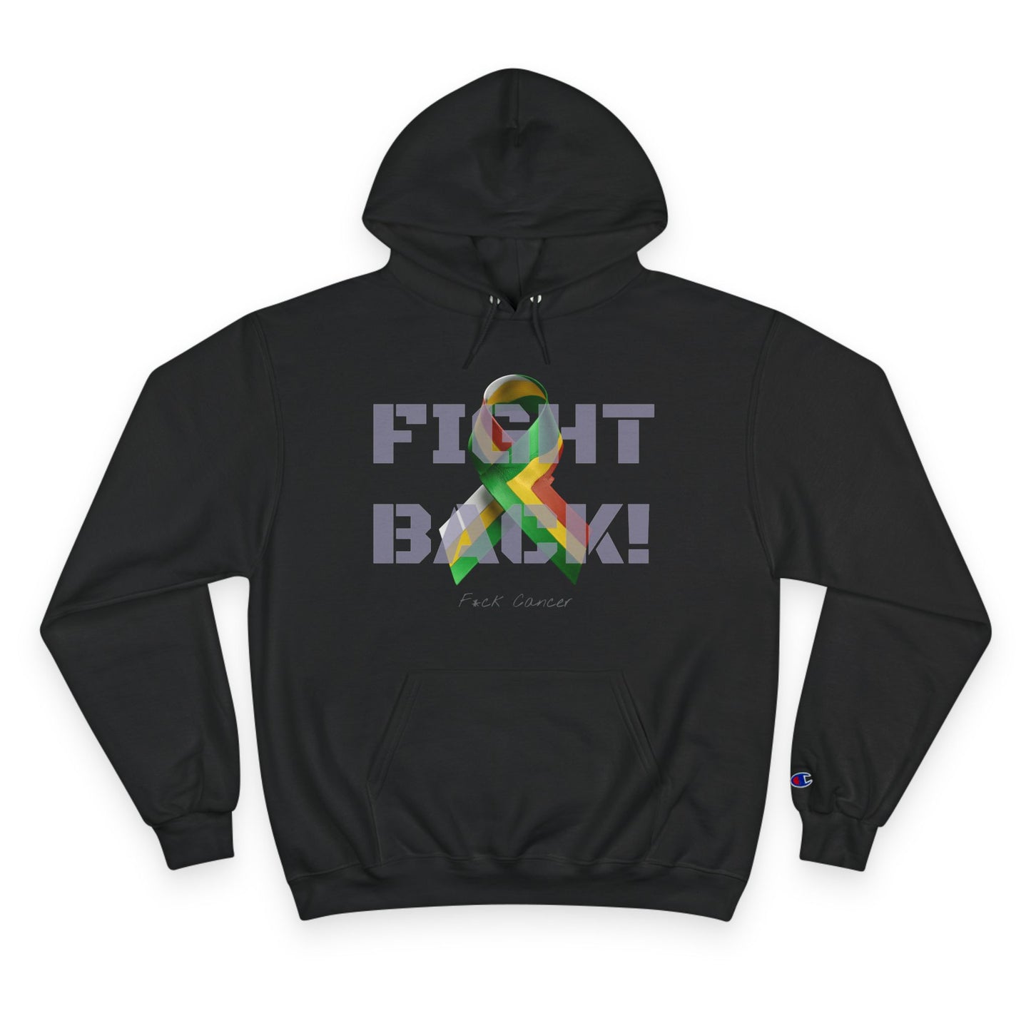 Champion branded, "Fight Back!" F*ck Cancer | Vernett Rose Guyana edition | Cancer Awareness Ribbon Pullover