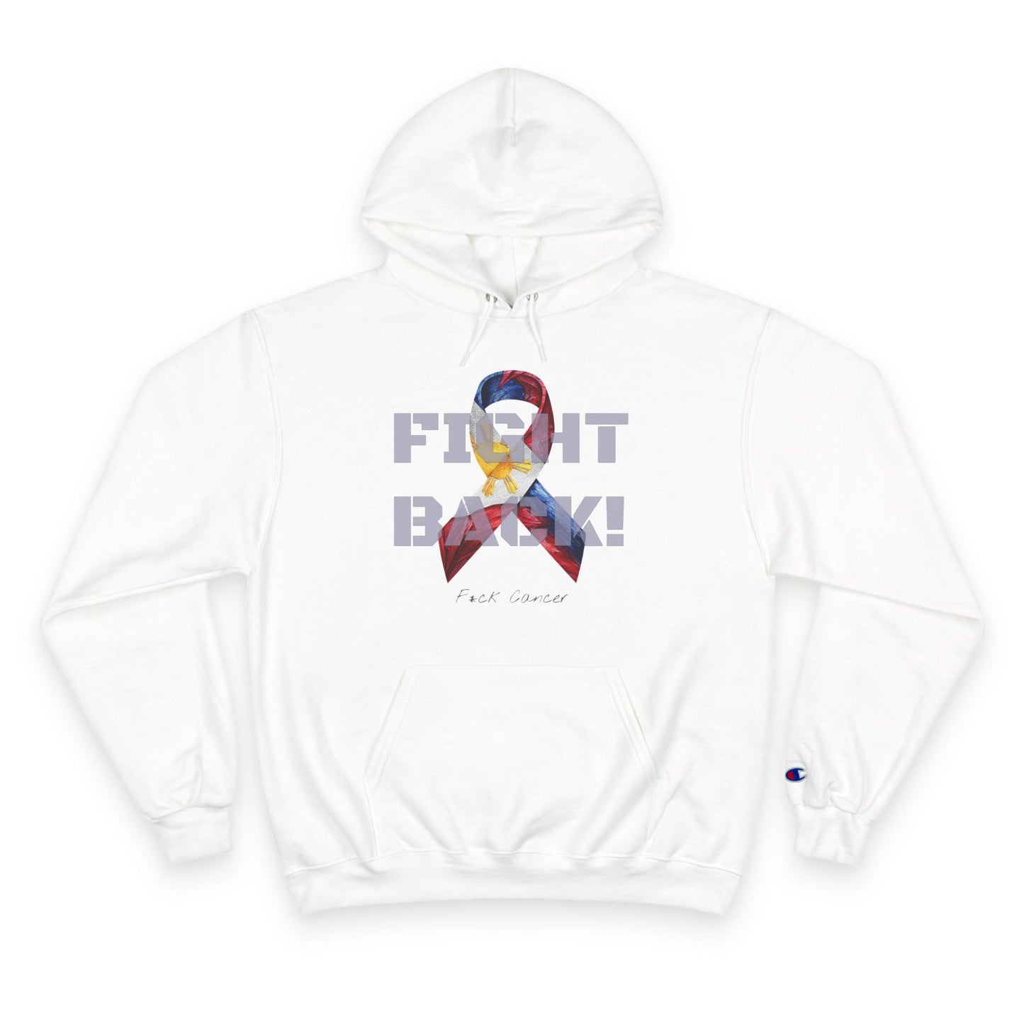 Champion branded, "Fight Back!" F*ck Cancer | Vernett Rose" Philippines edition | Cancer Awareness Ribbon Pullover