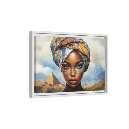 Between Pyramids and Peaks,Framed Matte Canvas Art, African Woman Decor, Unique Wall Art, Boho Home Decor, Gift for Culture Enthusiasts