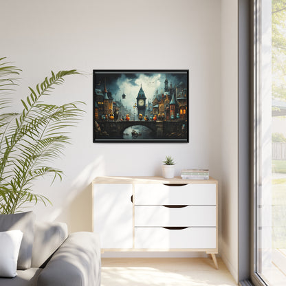 Angry Birds On Bridge-Matte Canvas, Black Frame
