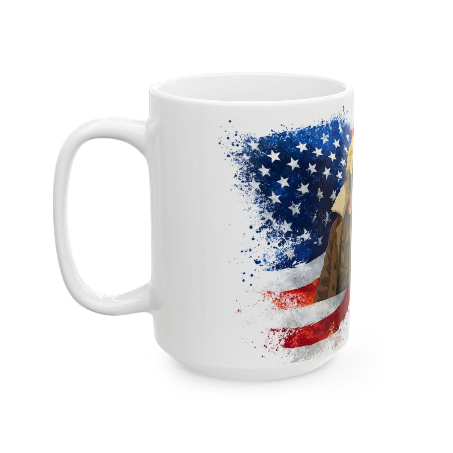 Trump Bane, Patriotic Ceramic Mug, Custom Coffee Cup, American Flag Drinkware, Unique Gift for Veterans, We the People Design