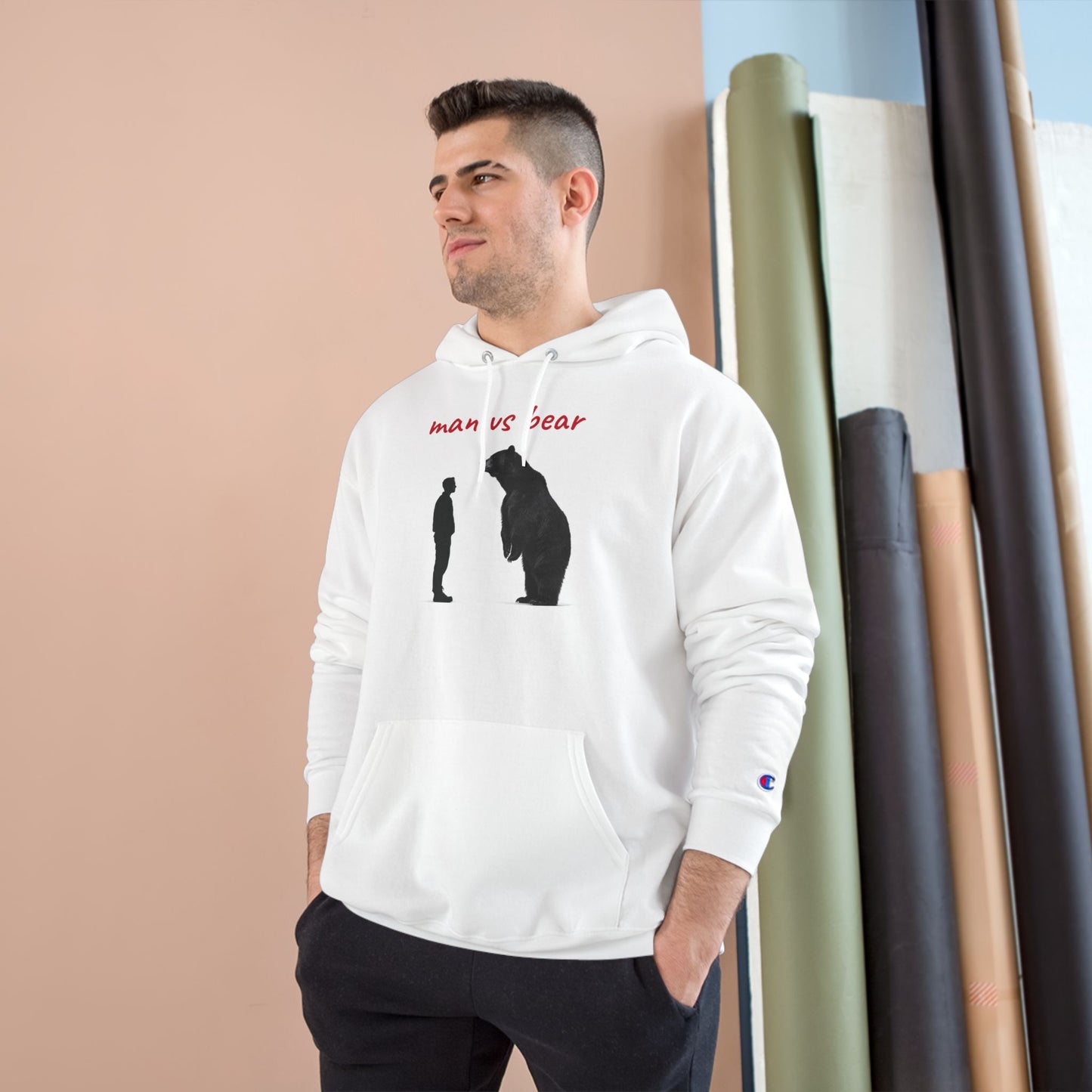 Man VS Bear Encounter Hoodie, Unique Graphic Sweatshirt for Nature Lovers, Animal Art Gift, Cozy Unisex Apparel, Adventure Outfit