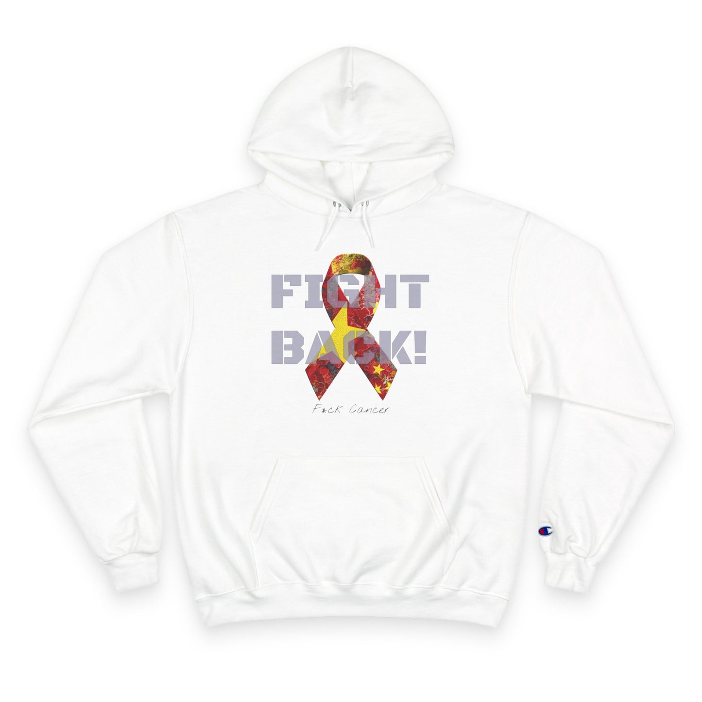 Champion branded, "Fight Back!" F*ck Cancer | Vernett Rose China edition | Cancer Awareness Ribbon Pullover