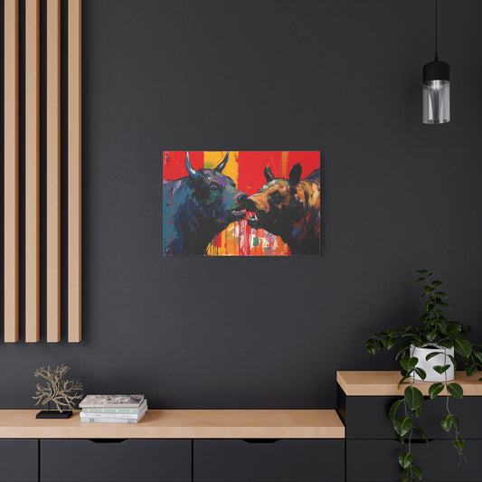 Bulls vs Bears-Matte Canvas, Stretched, 1.25"