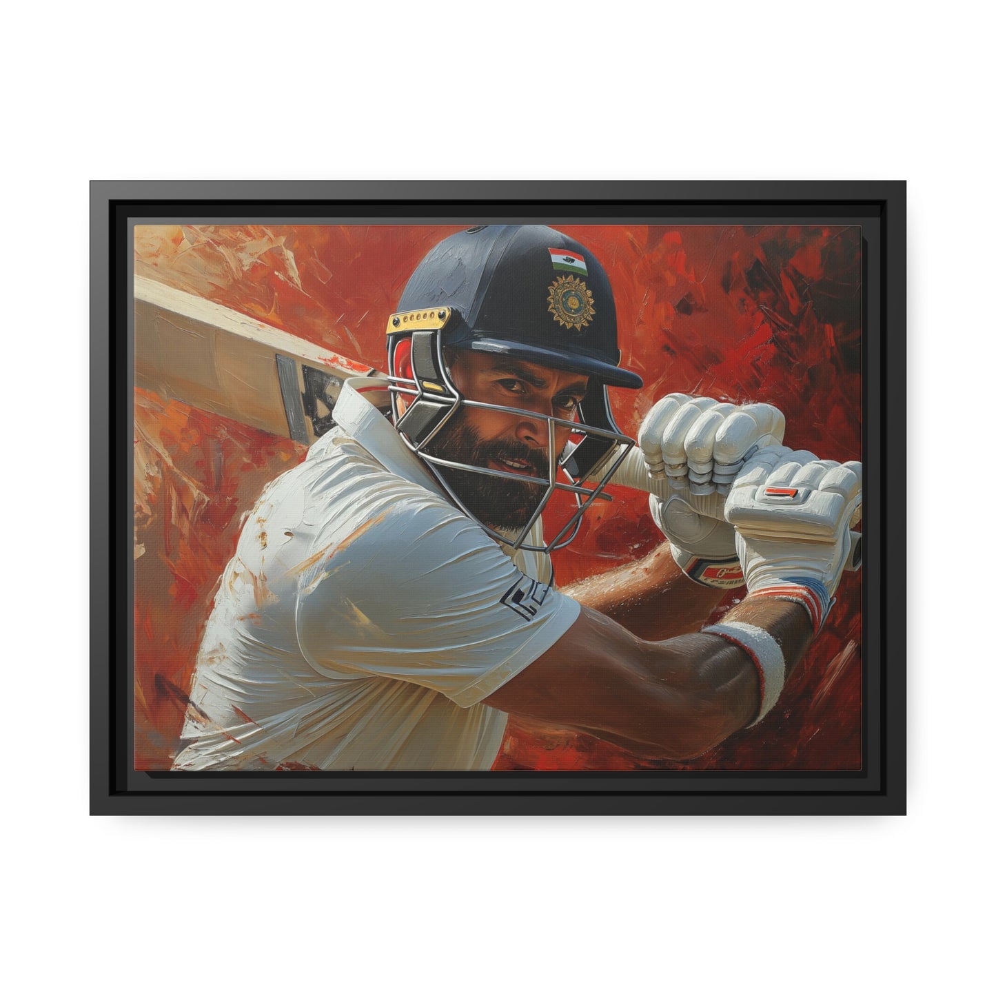 Abrstract Virat Kohli | Matte Canvas | Black Frame | Cricket canvas