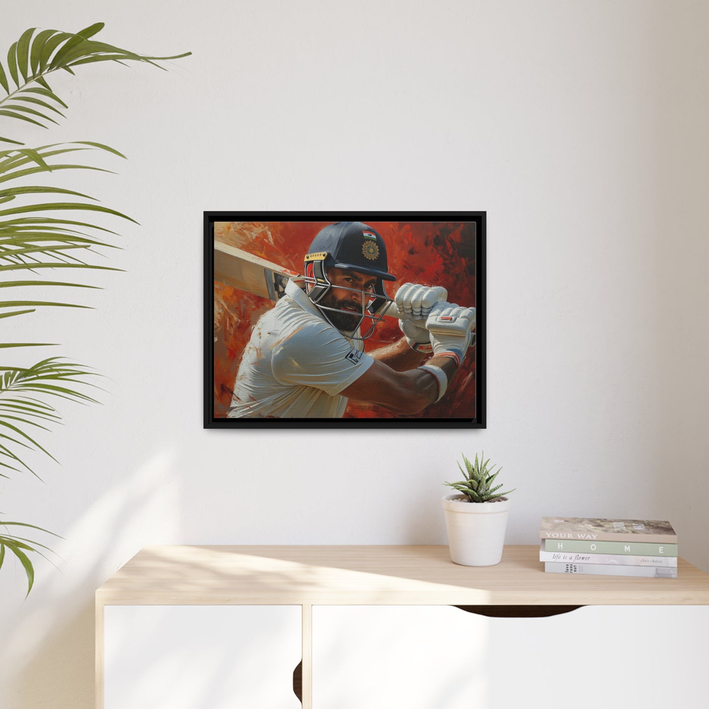 Abrstract Virat Kohli | Matte Canvas | Black Frame | Cricket canvas