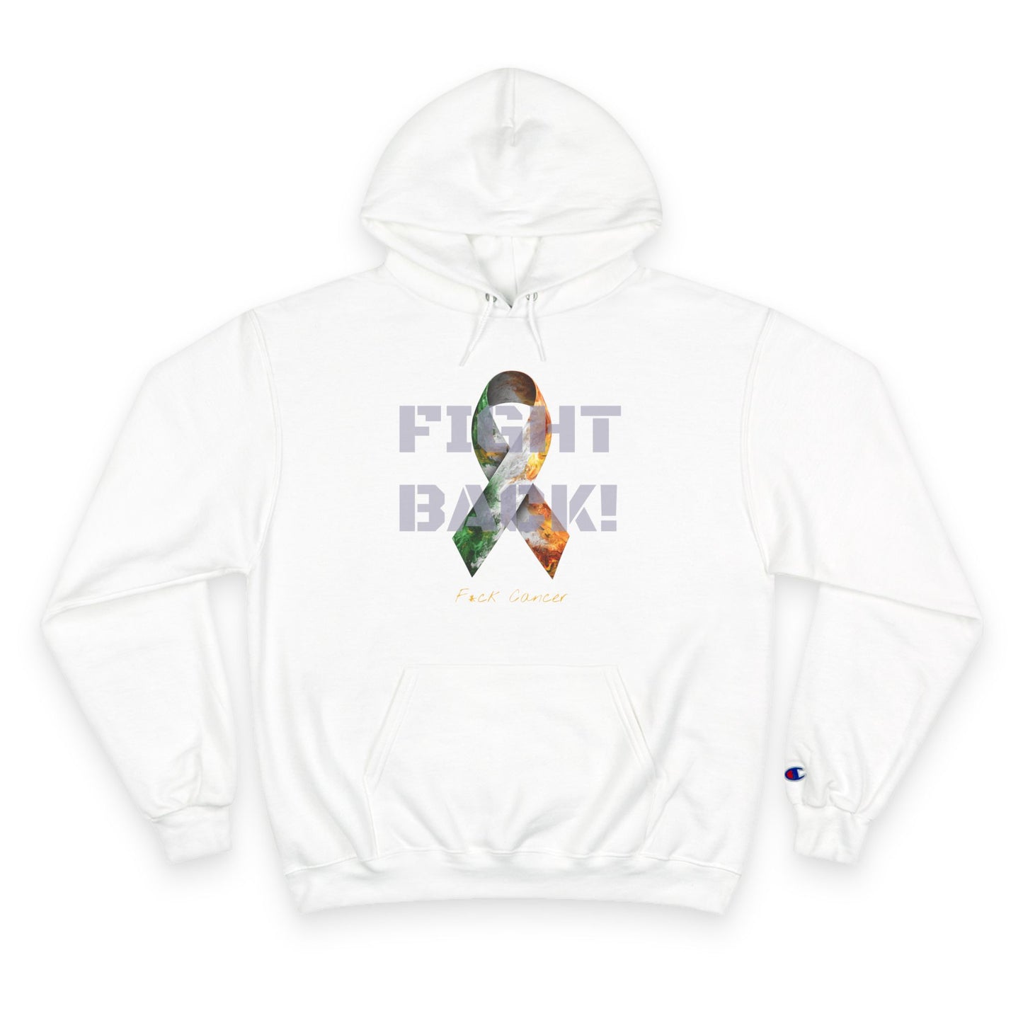 Champion branded, "Fight Back!" F*ck Cancer | Vernett Rose Ireland edition | Cancer Awareness Ribbon Pullover