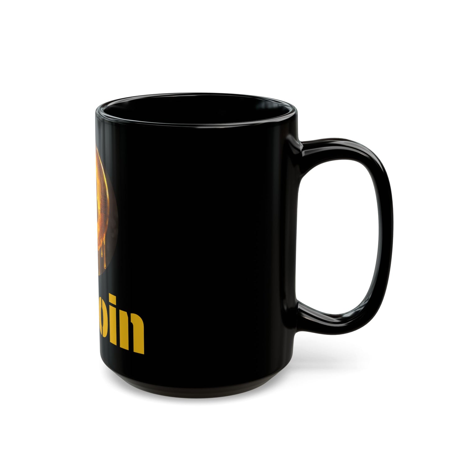 Bitcoin Black Mug - Perfect for Crypto Lovers, Gifts for Tech Enthusiasts, Unique Coffee Cup, Bitcoin Merchandise, 15oz Size