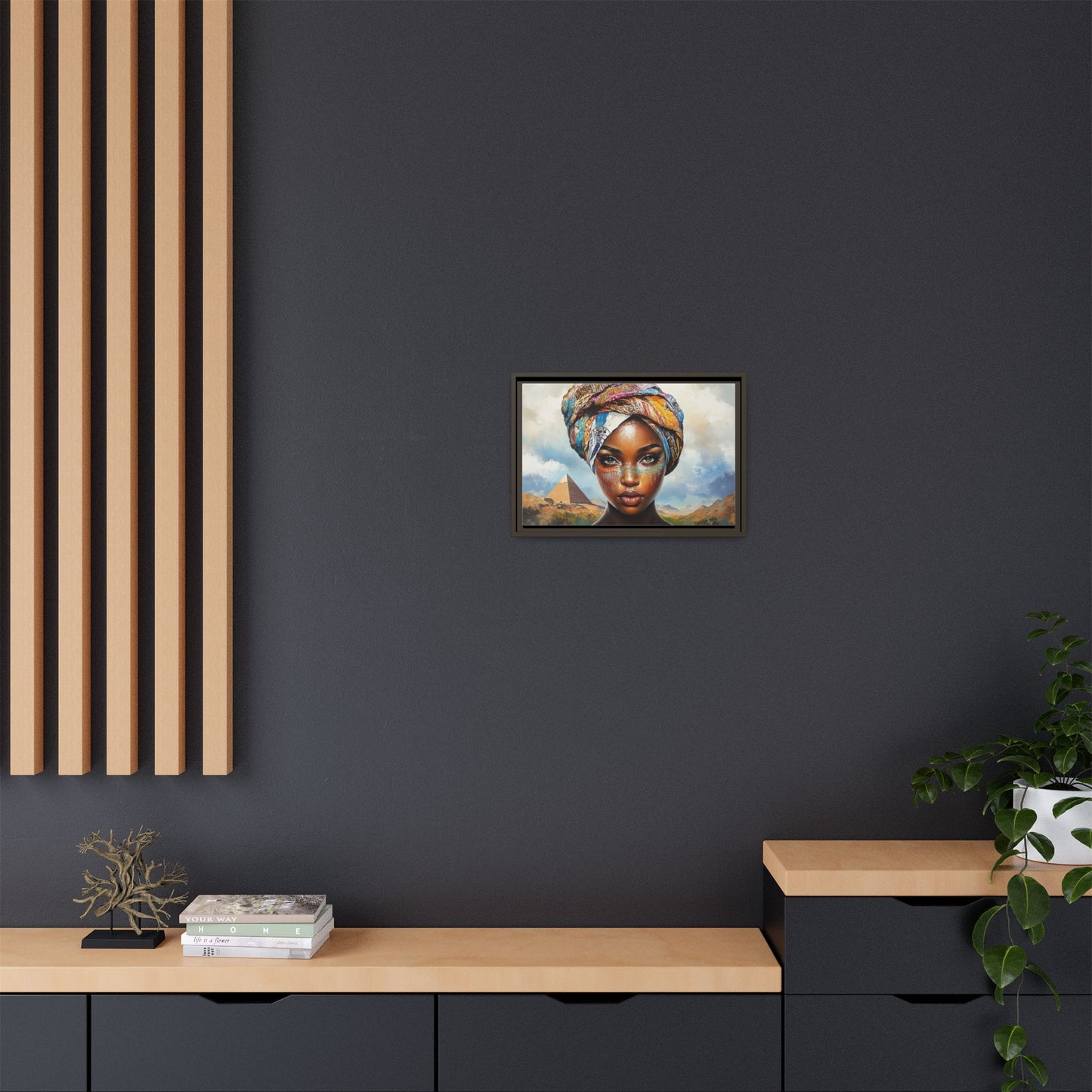 Between Pyramids and Peaks,Framed Matte Canvas Art, African Woman Decor, Unique Wall Art, Boho Home Decor, Gift for Culture Enthusiasts