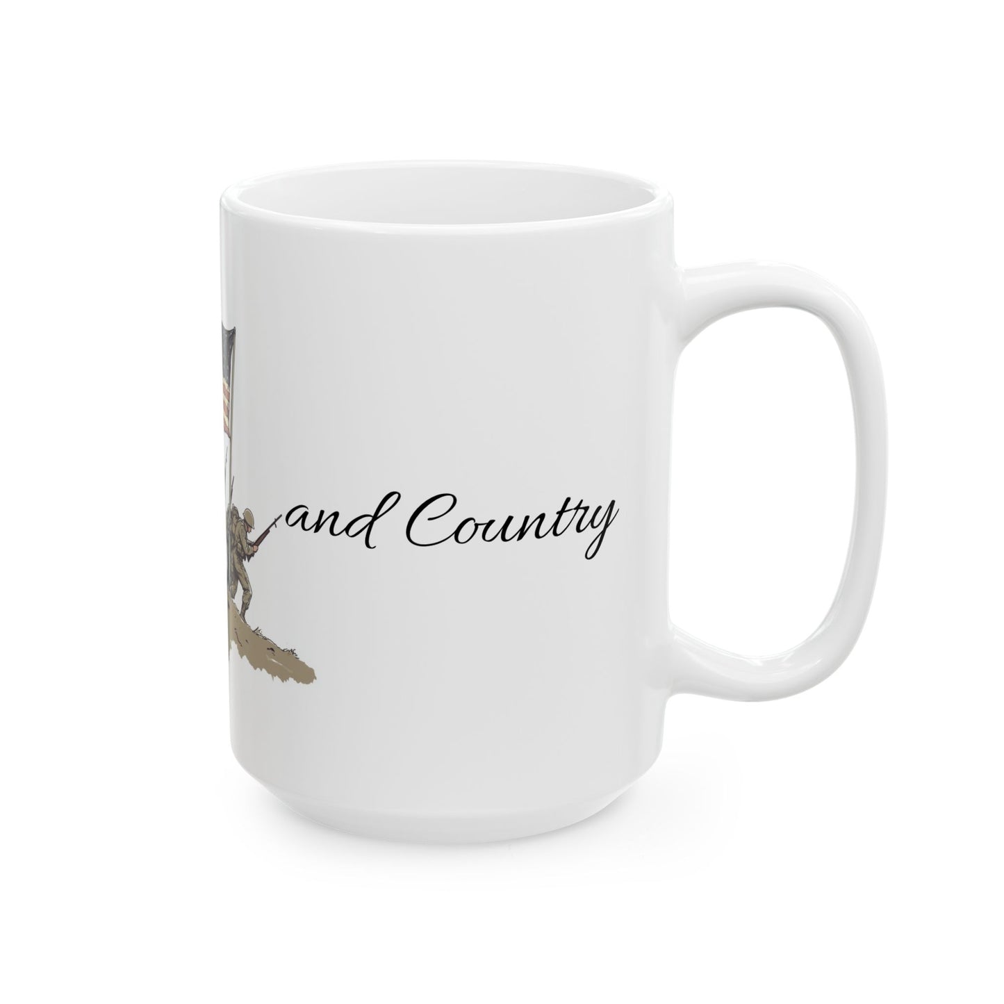 For God and Country, Patriotic Ceramic Mug, Military Pride Mug, 4th of July Gift, Veteran Appreciation Gift, Coffee Mug for Heroes