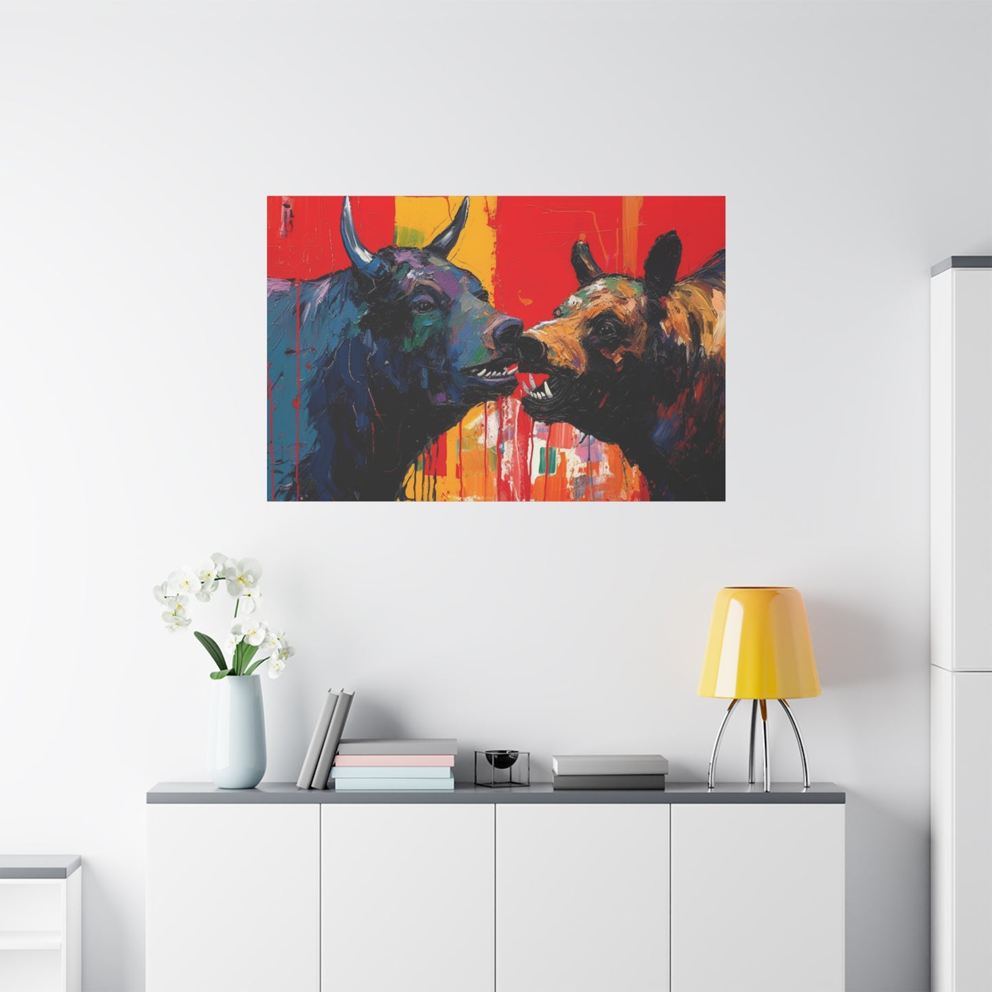 Bulls vs Bears-Matte Canvas, Stretched, 1.25"