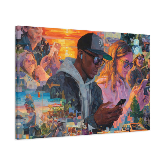 Pulse of a Nation, America in Motion, Canvas Print, Modern American Life Montage Painting, Urban, Rural