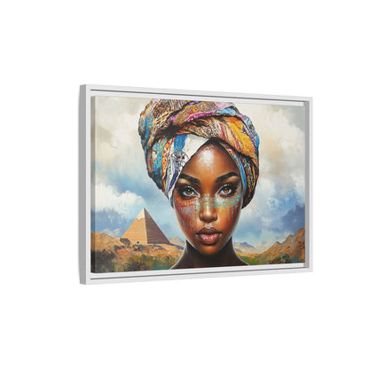 Between Pyramids and Peaks,Framed Matte Canvas Art, African Woman Decor, Unique Wall Art, Boho Home Decor, Gift for Culture Enthusiasts